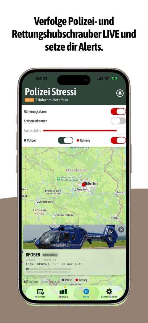 Polizei Stressi Screenshot - Hubschrauber live verfolgen